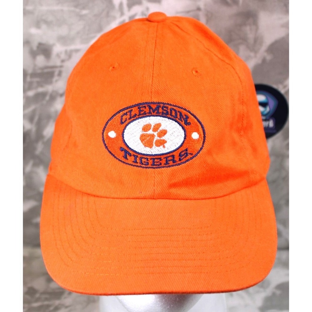 CLEMSON TIGERS Spell Out Hat Cap Orange Tiger Paw Logo Cobra Adjustable StrapBac